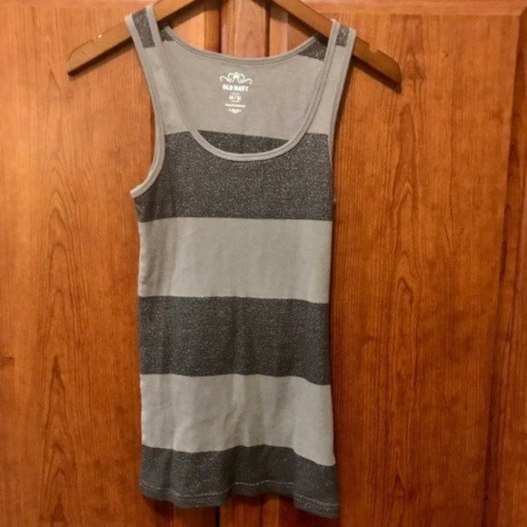 Old Navy | Dark & Light Grey Sparkle Striped Tank Top | Sz M - Picture 1 of 11